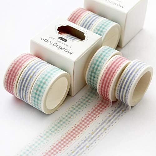 YUBBAEX Cute Printed Washi Tape 3 Rolls Japanese-Style Masking Tape Set Decorative for Arts, DIY Crafts, Journal Supplies, Planners, Scrapbook, Card/Gift Wrapping (Lace Checkered)
