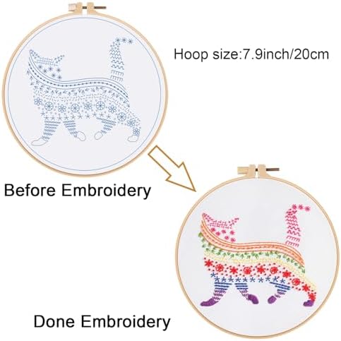 Louise Maelys Cute Cat Embroidery Kit for Beginners Creative Set