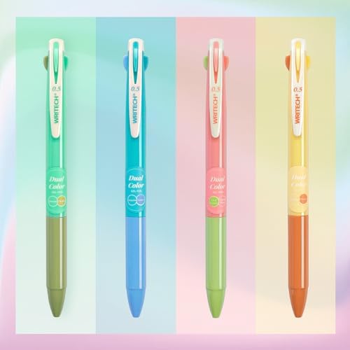 WRITECH Multi Colored Gel Pens: 0.5mm 2 in 1 Assorted Color Ink Fine Point Tip Aesthetic Retractable Pen Smooth Writing No Bleed For Journaling Coloring Drawing 8ct