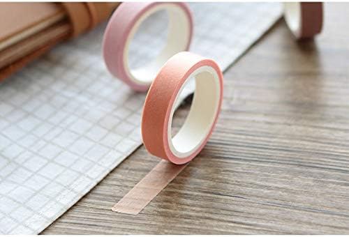 EnYan Solid Color Washi Tapes Set, 5 Rolls Basic Collection Decoration 10mm Wide Japanese Masking Decorative Tapes for Bullet Journal Planners DIY Crafts Arts Scrapbooking Adhesive