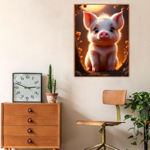 Lophomie Diamond Art Kits for Adults, 5D Pig Diamond Painting Kits 12x16 in