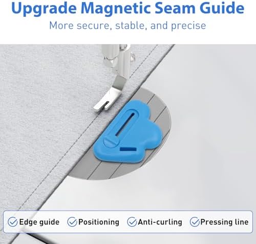 3Pcs Magnetic Seam Guide for Sewing Machine with Seam Rippers, Multifunctional Hemmer Guide with Scale, Stitch Remover Tool, Universal Sewing Accessories and Supplie