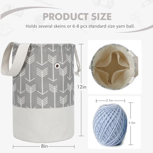 TOGETRUE Yarn Bag, Knitting Crochet Bag, Portable Yarn Storage Bags Organizer for Crocheting Project, Store Skein Ball, Short Knitting Needle (Medium,Grey)