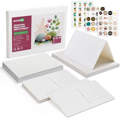 KOVIEDE 20 Pack Foldable Blank Watercolor Cards with Envelopes 4" x 6"