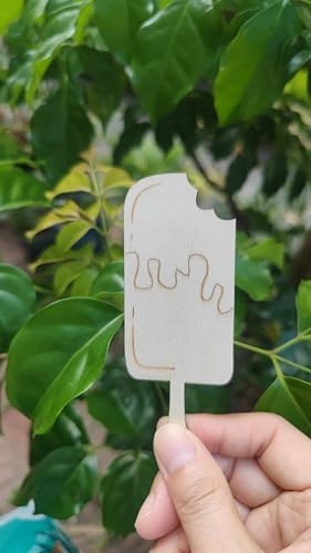 54PCS Unfinished Blank Wooden Ice Cream Cutouts Craft for Kids | suit for Children's Painting DIY Room Decoration Gift Giving Surprise (54Ice Crean)