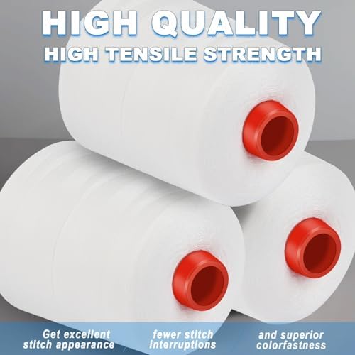 13000Y Each White Sewing Thread, Serger Thread Cones 4 Pack, 40S/2-52000Y