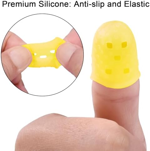 Wisdompro 16 Pcs Finger Tips, 4 Sizes Thimble Fingertip Grips -Aqua, Yellow