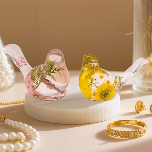 Larcenciel 2Pcs Bird Resin Molds Silicone, 3D Animal Silicone Molds for Epoxy Resin Casting, Pet Memorial Statue DIY Mold for Preserving Pet Feathers & Ashes, Flower Soap Crafts, Home Decoration Gifts