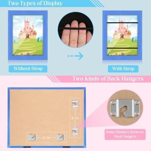[2-Pack] Kids Art Frames, 8.5x11 Front Opening Kids Artwork Frames Changeable, Skyblue Artwork Display Storage Frame for Wall, Holds 50 Pcs, for 3D Picture, Crafts, Children Drawing, Hanging Art,
