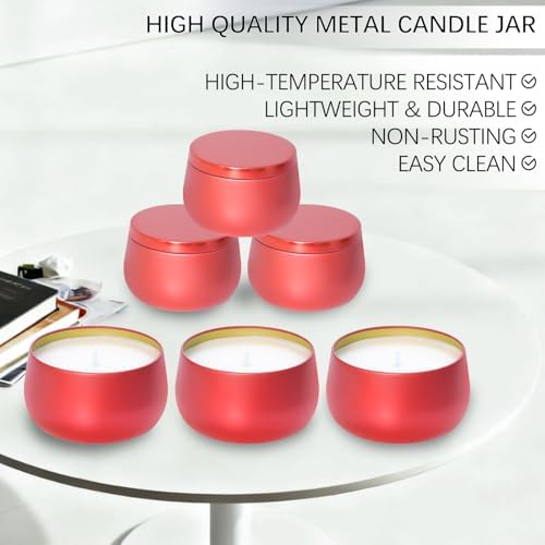 HOMAMAMOON 24 Pcs 8oz Candle Tins with Lids Bulk, Drak Red Metal Candle Jars for Making Candles, Shatterproof Empty Candle Containers & Vessels for DIY Travel & Small Business