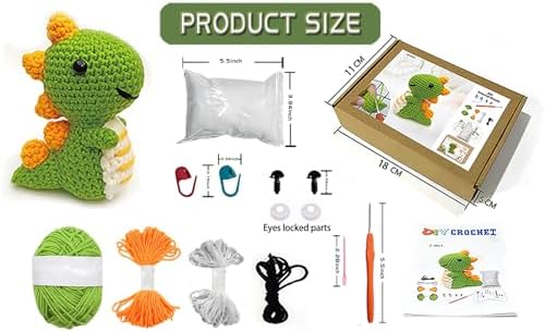 Kaaper Crochet Kit for Beginners for Adults, Learn to Dinosaur Crochet Kit