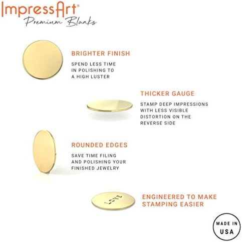ImpressArt - Premium Metal Stamping Blanks for Metal Stamping and Jewelry Making (24 Pack) (1 1/16" Leaf w/Ring, Brass)