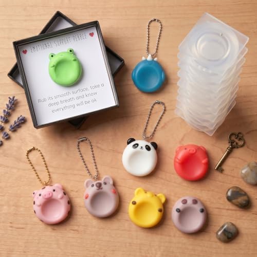 9Pcs Animal Thumb Worry Stone Silicone Molds Squishy Stress Relief Crafts