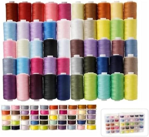 100Pcs Bobbins Sewing Threads Kit 50 Colors 500 Yards Sewing Polyester Thread Spools with 50Pcs Same Color Prewound Bobbins for Hand Sewing DIY Emergency Travel Sewing Machine Use (50 Colors)