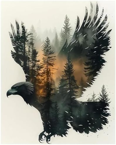 xcemhil Eagle Paint by Numbers Kit for Adults, Eagle Painting by Numbers, Adult Paint by Number Kits Suitable for Gifts and Interior Decor 16x20 Inch