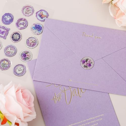 90PCS Pre-Made Envelope Seal Stickers, Classic Vintage Theme Waterproof Self-Adhesive Stickers for Wedding Invitations, Birthday Gift Wrapping, Scrapbook & Journal Decoration (90PCS Classic Vintage)
