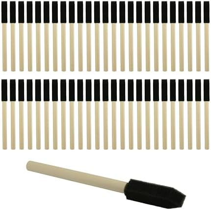 50pcs 1/2" Foam Brush with High Density Foam, mini Foam Brush for Acrylic Paint, Staining, Varnish, DIY Craft & Wood Furniture
