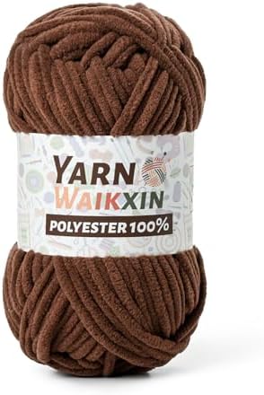 Coffee Soft Chenille Yarn for Crocheting, Fluffy Chunky Crochet Yarn for Baby Blanket, (3.52oz/131yds) Fuzzy Velvet Yarn for Amigurumi&DIY Puzzle、Crafts、Scarf