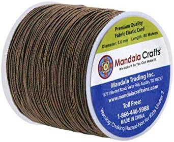 Mandala Crafts 0.6mm Brown Shirring Elastic Thread for Sewing, 87 Yards