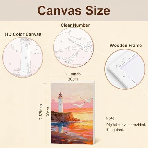 Gemozaic 4 Pack Beach Framed Paint by Numbers Kit for Adults, 8 x 12 Inch