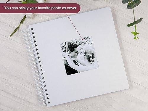 potricher 10 x 10 Inch DIY Scrapbook Photo Album 80 Pages, White | Thick Kraft Paper Scrap Book Photo Albums, Memory Book for Wedding, Anniversary, Baby, Family, Travel, DIY Projects