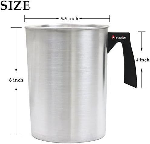 EricX Light Candle Making Pouring Pot, 4 pounds, Dripless Pouring Spout & Heat-resisting Handle Designed Wax Melting Pot, Aluminum Construction Candle Making Pitcher