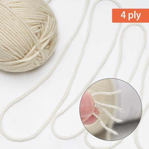 NICEEC 300g Soft Assorted Colors Yarn 100% Acrylic 870yds -Cream White