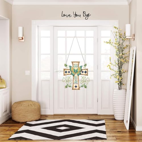 RYMILIE Hanging Diamond Art Kits for Adults Butterfly Cross 8x8inch