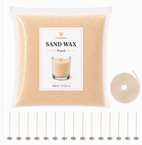Sand Wax for Candle Making, 440g Refillable Candle Wax Sand, Peach