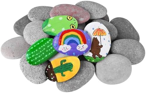 River Rocks for Painting 25 Pcs Large 3.5-5 Inch Flat Smooth Painting Stones Craft Rock to Paint for Kids Crafts Painting Bulk
