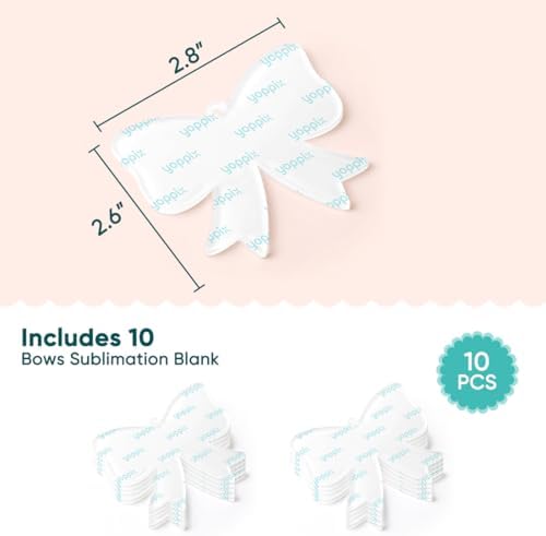YOPPIX 10 Pcs Sublimation Bow Blanks, Sublimation Acrylic Bow Blanks Keychain for Heat Transfer Keychain Luggage Tag Baggage Handbag Travel Suitcase Tags, Home Gift Crafts Supplies