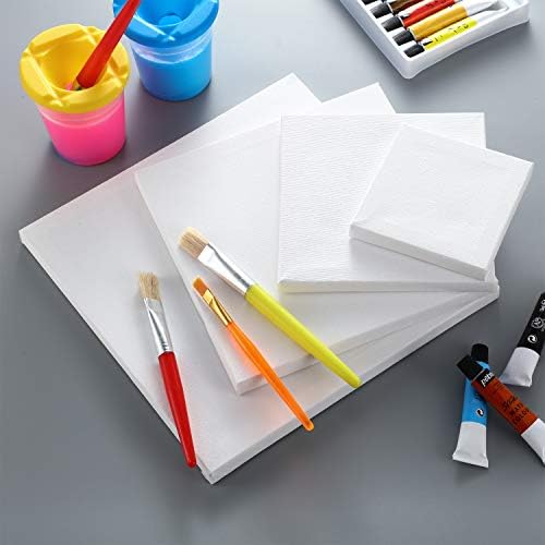12 Pieces Assorted Size Mini Art Canvas Stretched for Craft Painting Drawing (4 Inches/ 6 Inches/ 8 Inches/ 10 Inches)