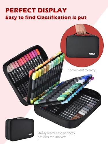 KEMYR Markers for Adult Coloring Books No Bleeding,80 Colors by Number