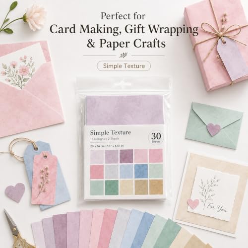 30 Sheets Simple Texture Scrapbook Paper, Aesthetic Craft Paper for Journaling, Card Making, Gift Wrapping and DIY Collage