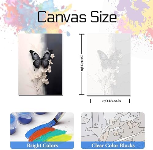 Butterfly Paint by Numbers Kit for Adults Framed Canvas,Painting by Numbers Kits with Frame on Canva for Beginner,DIY Watercolor Oil Painting Frame for Birthday Gift Decor for Home Wall. (butterfly1)
