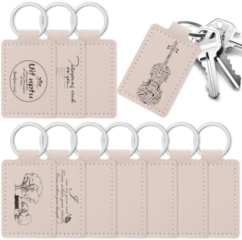 10 Pcs Leather Key Fob, Rectangular Laser Engraving Blanks Keychain Blanks