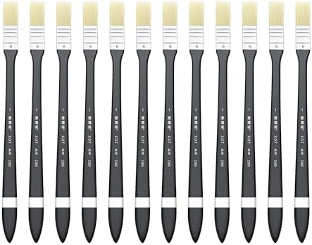 XDT#2365 Hake Artist Paint Brush 12 Piece Set #0.59in, Medium Stiff Hog Bristle Paint Brushes for Acrylic Painting, Acrylic Oil Watercolor