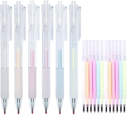 Fine Tip Glue Pen, 6 pcs Quick Dry Glue Pens with 12 Refills, Apply Glue Like Writing, Easy Use Precise Control, Ballpoint Glue Pen for Crafting, Scrapbooking, Card Making, Foil Calligraphy