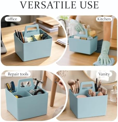 Multipurpose Caddy Organizer with Handle Plastic Desk Storage, Blue