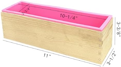 2Pcs Soap Silicone Mold Wood Box with 2Pcs Soap Mold Cutter,Pink