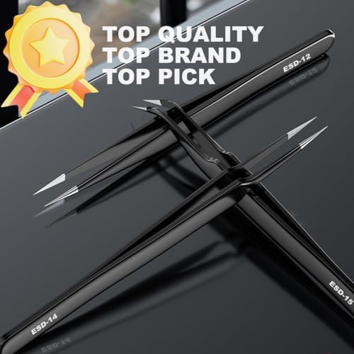 Antonki 12-in-1 Precision Metal Tweezers Set with Leather Case