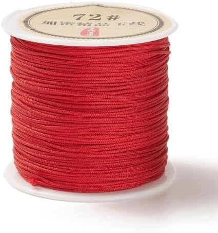 43 Yards Nylon String Red Bracelet String 0.8mm Nylon Beading Thread Braided Chinese Knotting Cord Macrame Cords for Kumihimo Bracelet Necklaces Tassels Jewelry Crafts
