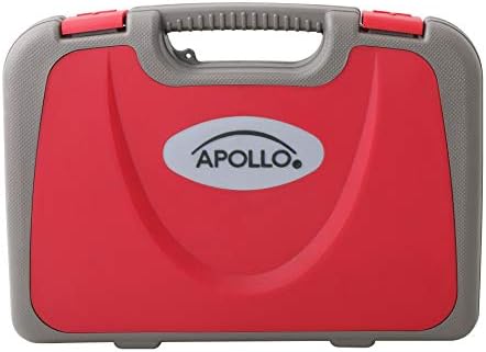 Apollo Tools 135 Piece Household Tool Set with Pivoting Dual-Angle 3.6 Volt Lithium-Ion Cordless Screwdriver – Includes Most-Needed Tool Selection and Hanging Assortment- Red - DT0773