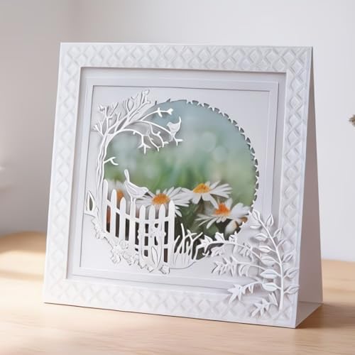 Scrapbooking Die-Cuts, Layer Frame Net Set Metal Cutting Dies for Card Making, Paper Craft Template, Background Embossing Stencils, DIY Album Décor (Garden Fence-11.1x8.2cm)