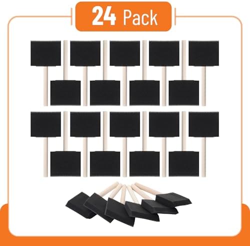 Bates Foam Paint Brushes, 3-Inch, 24 Pack - Ideal for Painting, Staining, and Mod Podge Projects