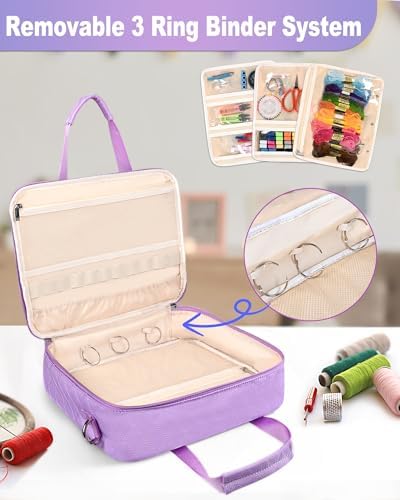 Sewing Supplies Organizer Bag with Removable Binder,Purple