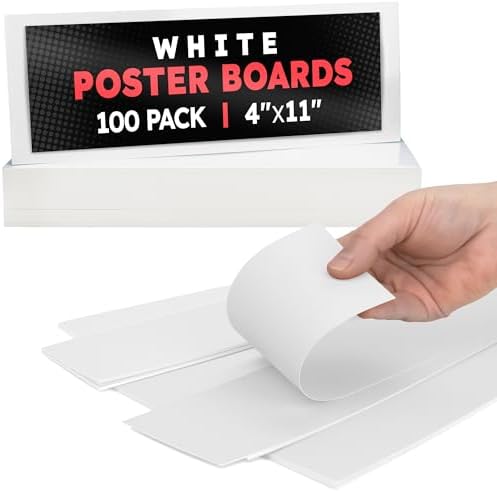 Hygloss Small Poster Board 4x11 - 100 Count Bulk Pack - 10 Pt. Thickness White Poster Board Paper for Projects, Presentations, Displays, Signs, Crafts - Blank Posterboard Multipack 4" x 11"