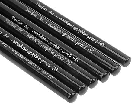 6 PCS Professional Woodless Charcoal Pencil Artist Sketching Drawing Pencil Graphite Sketch Pencils Charcoal Sticks Art Pencil Set for Drawing Shading Sketching 6 Grades of Graphite HB 2B 4B 6B 8B EE