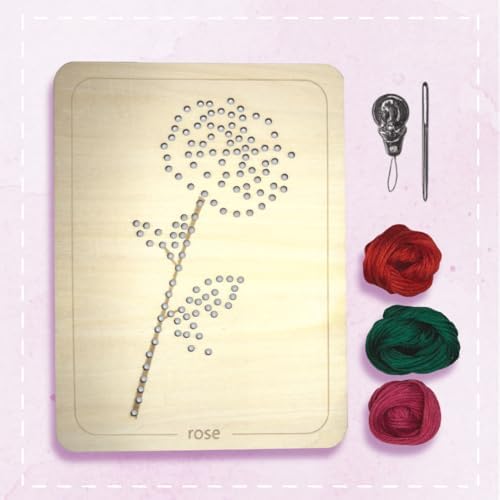 Wooden Flower Lacing Embroidery Kits for Beginners, Set of 5 Learn-to-Stitch Craft Boards, Sewing & Embroidery Art Kits for Kids Ages 8+, DIY Craft Projects, Educational Gifts, Party Favors (Summer)
