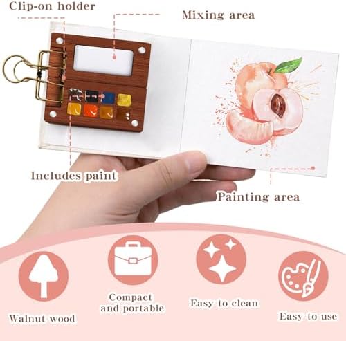 Travel Watercolor Paint Set - Pocket 8-Color Mini Paint Kit with Sketch Pad